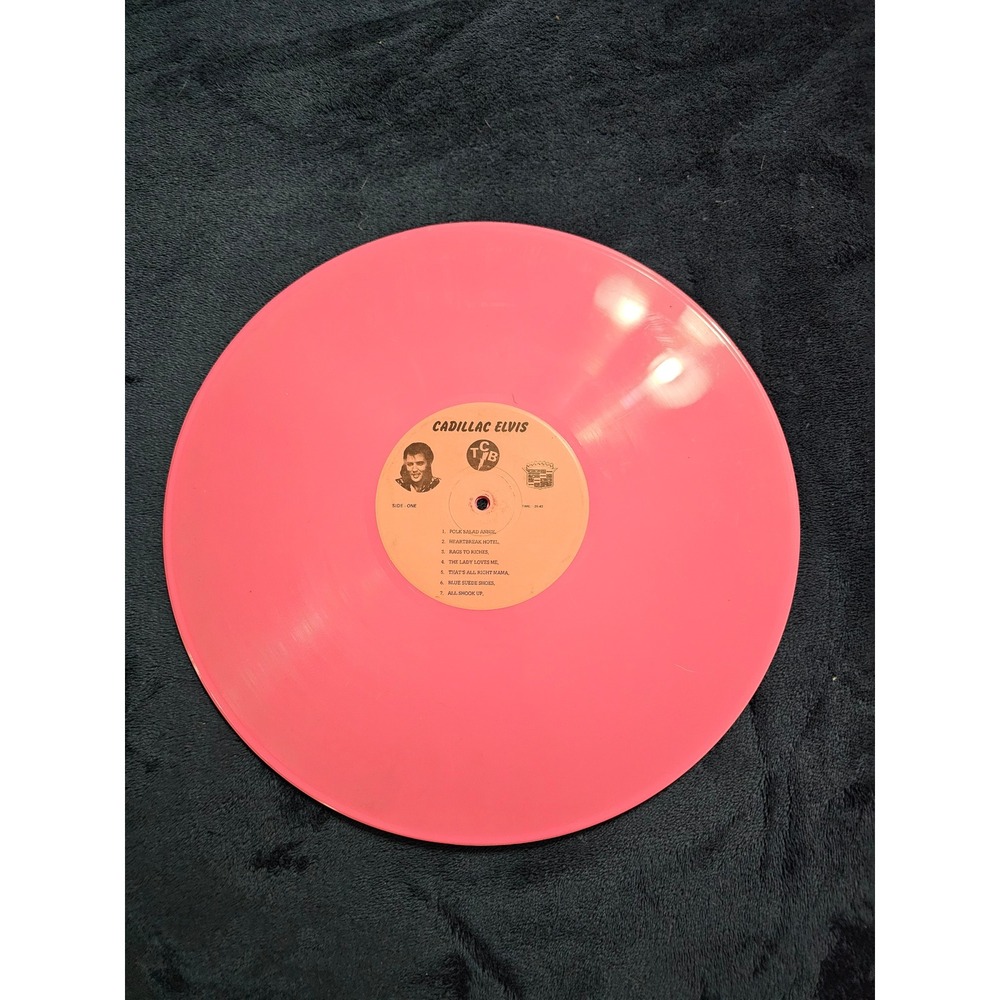 rare 1979 pink vinyl record titled Cadillac Elvis by Elvis Presley  TCB Records.